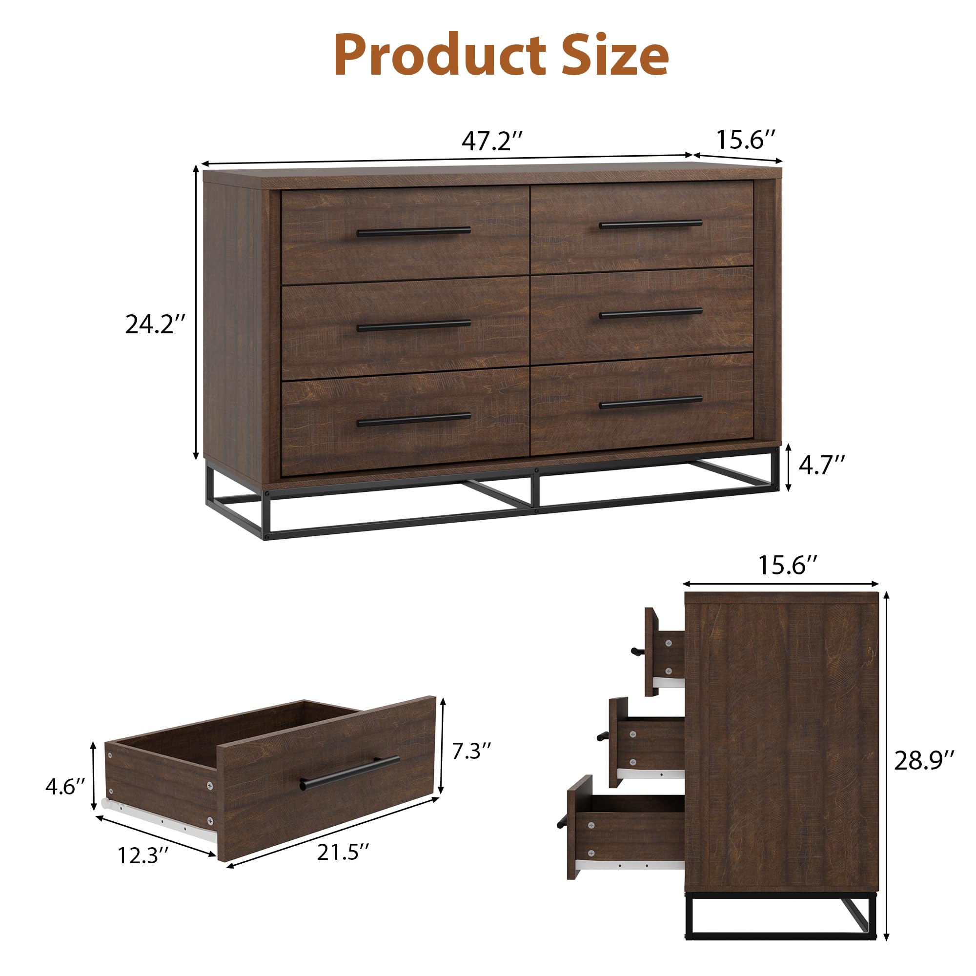 6 Drawer Dresser for Bedroom,  - đánh giá và giá Metal Photo Panel