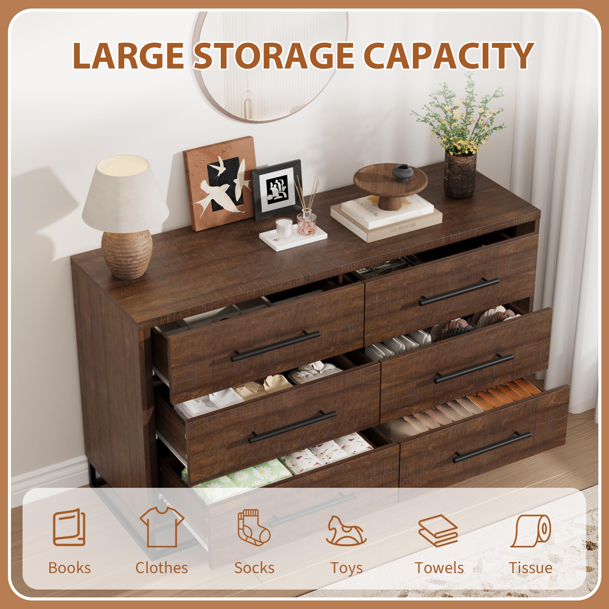 6 Drawer Dresser for Bedroom,  - đánh giá và giá Metal Photo Panel